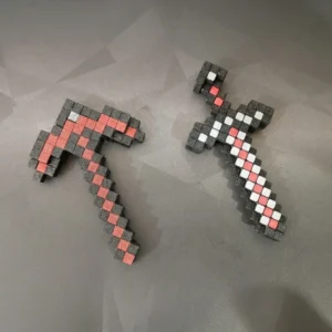 Pixelated Sword & Cross Keychain
