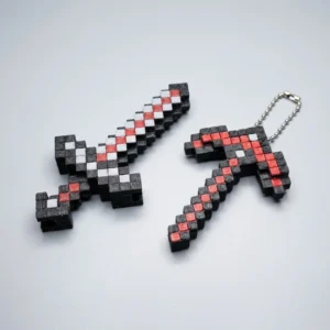 Pixelated Sword & Cross Keychain