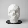 Low Poly Skull Headphone Stand white variant main product image, 3D printed PLA+