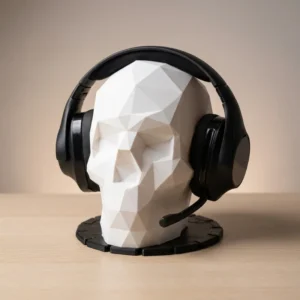 Low Poly Skull Head Headphone Stand