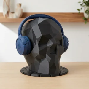 Low Poly Skull Head Headphone Stand
